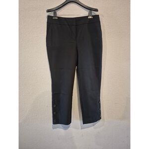 Ann Taylor‎ Women's Black Ponte Slim Cropped Pants Size 8 with Button Detail